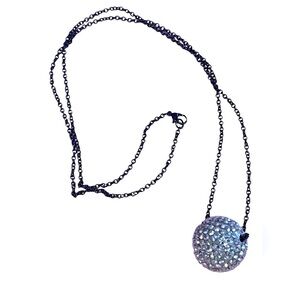 Disco 🪩 ball style silver textured pendant necklace w/ chain